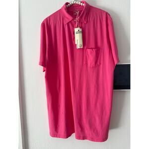 Hartford men’s faded hot pink 100% cotton Jersey Polo lightweight comfort NWT